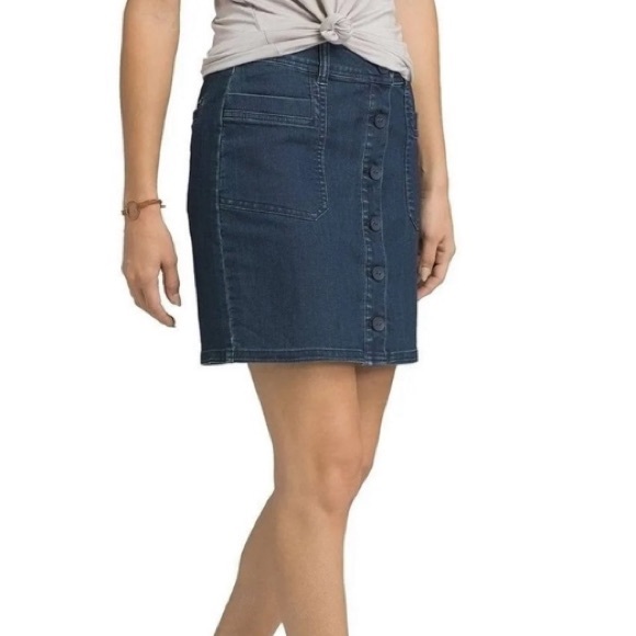 Prana Denim Button Organic Cotton Blue Kara Skirt Jean Capsule Size 6 Capsule - Picture 1 of 8